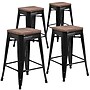Flash Furniture Lily Industrial Metal Counter Height Stool without Back, Black, 4-Pieces/Pack (4CH3132024BKW)~#|#~sp152794216_sc7