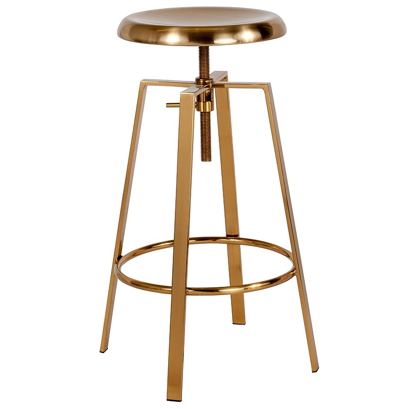 Flash Furniture Toledo Industrial Metal Barstool, Gold (CH18107026SGLD) image 1