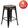 Flash Furniture Lily Industrial Metal Counter Height Stool without Back, Black, 4-Pieces/Pack (4CH3132024BKW)~#|#~sp152794327_sc7