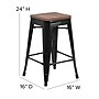 Flash Furniture Lily Industrial Metal Counter Height Stool without Back, Black, 4-Pieces/Pack (4CH3132024BKW)~#|#~sp152794330_sc7