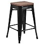 Flash Furniture Lily Industrial Metal Counter Height Stool without Back, Black, 4-Pieces/Pack (4CH3132024BKW)~#|#~sp152794332_sc7