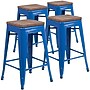 Flash Furniture Lily Industrial Metal Counter Height Stool without Back, Blue, 4-Pieces/Pack (4CH3132024BLW)~#|#~sp152794334_sc7