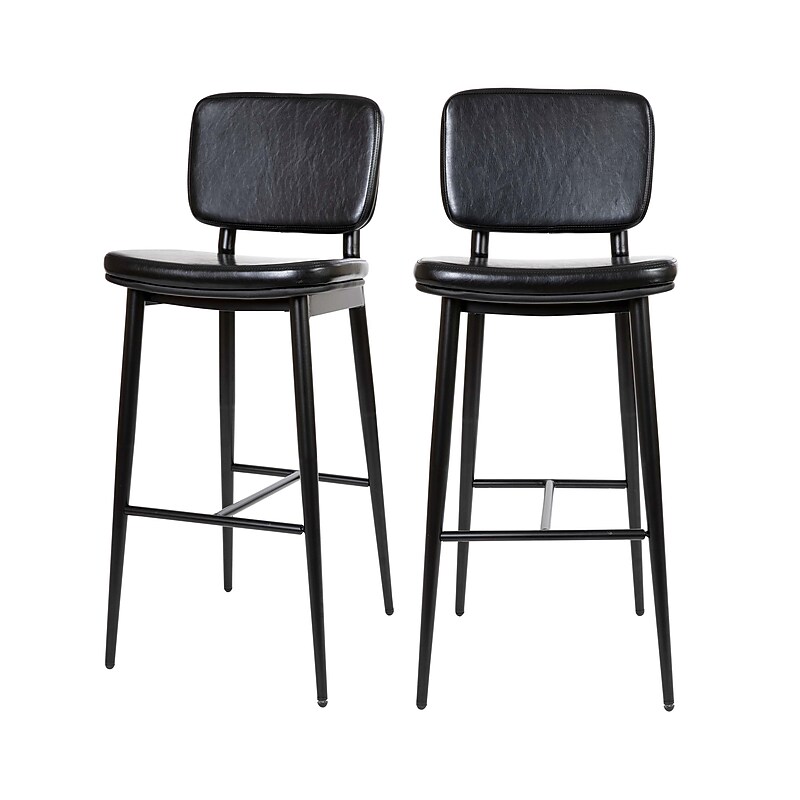 Flash Furniture Kenzie LeatherSoft Barstool, Black, 2-Pieces (AYS01BK) image 1