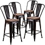 Flash Furniture Lily Contemporary Metal Vertical Back Counter Height Stool, Black-Antique Gold, 4-Pieces/Pack (4CH3132024GBBQW)~#|#~sp152794831_sc7