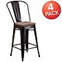 Flash Furniture Lily Contemporary Metal Vertical Back Counter Height Stool, Black-Antique Gold, 4-Pieces/Pack (4CH3132024GBBQW)~#|#~sp152794839_sc7