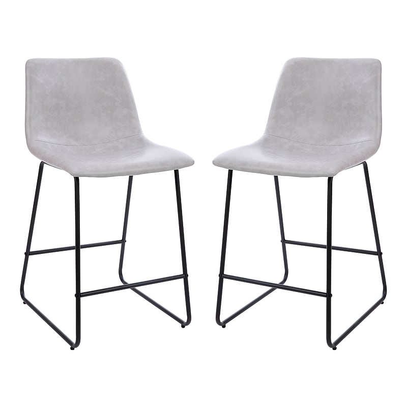 Flash Furniture LeatherSoft Counter Height Stools, Light Gray, 2-Pieces (2ETER1834524LG) image 1