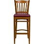 Flash Furniture HERCULES Traditional Wood Vertical Slat Back Barstool, Cherry/Burgundy, 2-Pieces/Pack (2XUW08BVRTCHBGV)~#|#~sp152795057_sc7