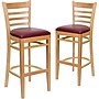 Flash Furniture HERCULES Traditional Wood Ladder Back Restaurant Barstool, Natural/Burgundy, 2-Pieces/Pack (2XUW05BLADNTBRV)~#|#~sp152795059_sc7