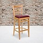 Flash Furniture HERCULES Traditional Wood Ladder Back Restaurant Barstool, Natural/Burgundy, 2-Pieces/Pack (2XUW05BLADNTBRV)~#|#~sp152795061_sc7