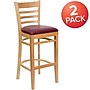 Flash Furniture HERCULES Traditional Wood Ladder Back Restaurant Barstool, Natural/Burgundy, 2-Pieces/Pack (2XUW05BLADNTBRV)~#|#~sp152795066_sc7
