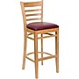 Flash Furniture HERCULES Traditional Wood Ladder Back Restaurant Barstool, Natural/Burgundy, 2-Pieces/Pack (2XUW05BLADNTBRV)~#|#~sp152795074_sc7