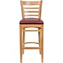 Flash Furniture HERCULES Traditional Wood Ladder Back Restaurant Barstool, Natural/Burgundy, 2-Pieces/Pack (2XUW05BLADNTBRV)~#|#~sp152795081_sc7