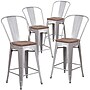 Flash Furniture Lily Contemporary Metal Vertical Back Counter Height Stool, Silver, 4-Pieces/Pack (4CH3132024GBSLW)~#|#~sp152795193_sc7