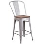 Flash Furniture Lily Contemporary Metal Vertical Back Counter Height Stool, Silver, 4-Pieces/Pack (4CH3132024GBSLW)~#|#~sp152795215_sc7