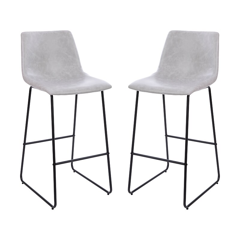 Flash Furniture LeatherSoft Barstool, Light Gray, 2-Pieces (2ETER1834530LG) image 1