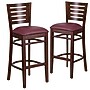 Flash Furniture Darby Series Traditional Wood Slat Back Restaurant Barstool, Walnut/Burgundy, 2-Pieces/Pack (2XUDGW018BWABGV)~#|#~sp152795369_sc7