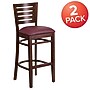 Flash Furniture Darby Series Traditional Wood Slat Back Restaurant Barstool, Walnut/Burgundy, 2-Pieces/Pack (2XUDGW018BWABGV)~#|#~sp152795371_sc7