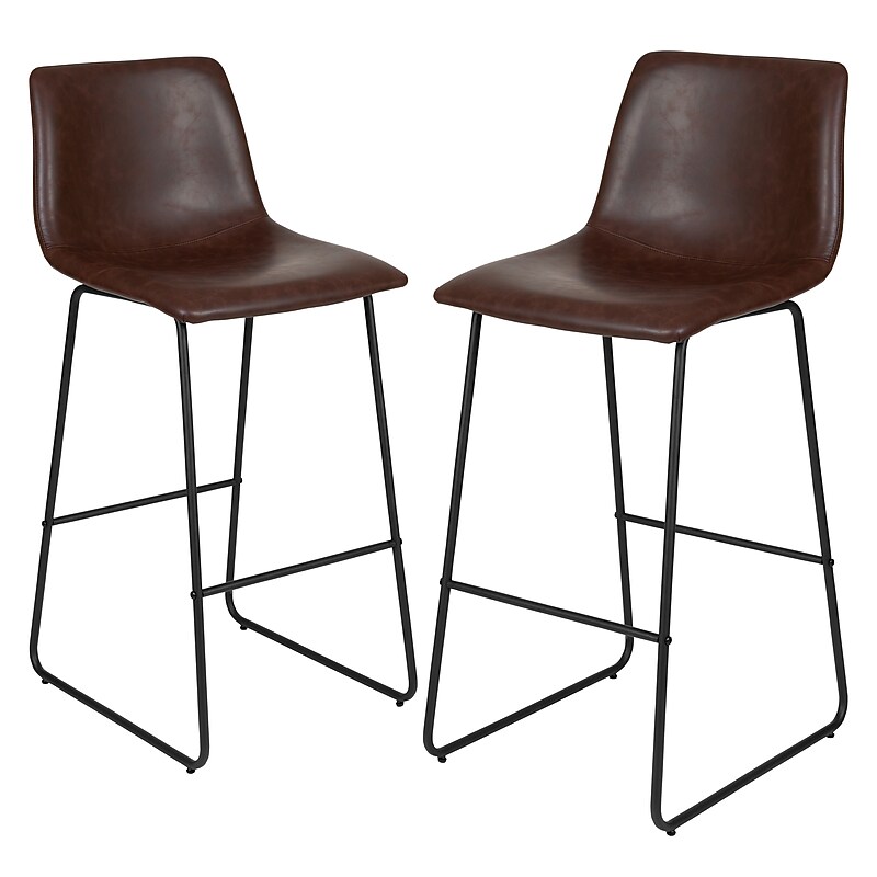 Flash Furniture LeatherSoft Barstool, Dark Brown, 2-Pieces (2ETER1834530DB) image 1