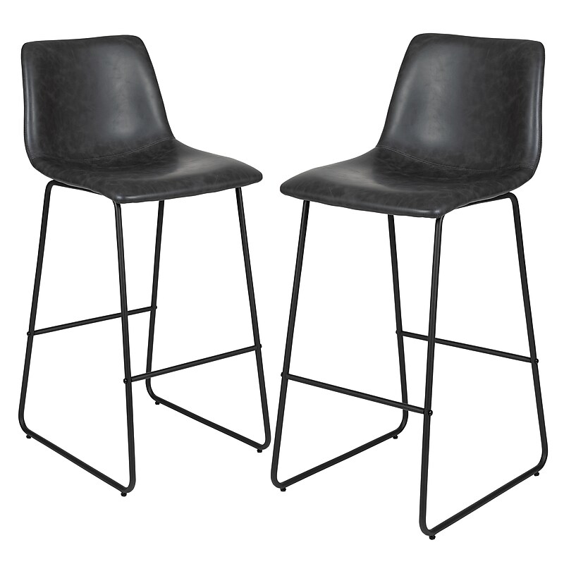 Flash Furniture LeatherSoft Barstool, Gray, 2-Pieces (2ETER1834530GY) image 1