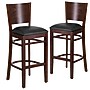 Flash Furniture Lacey Series Traditional Wood Full Back Restaurant Barstool, Walnut/Black, 2-Pieces/Pack (2XUDGW094BWABKV)~#|#~sp152795823_sc7
