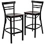 Flash Furniture HERCULES Traditional Metal Two-Slat Ladder Back Barstool, Black/Mahogany, 2-Pieces/Pack (2XU6R9BLADBMAW)~#|#~sp152795826_sc7