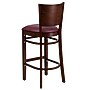 Flash Furniture Lacey Series Traditional Wood Full Back Restaurant Barstool, Walnut/Burgundy, 2-Pieces/Pack (2XUDGW094BWABGV)~#|#~sp152795946_sc7