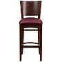Flash Furniture Lacey Series Traditional Wood Full Back Restaurant Barstool, Walnut/Burgundy, 2-Pieces/Pack (2XUDGW094BWABGV)~#|#~sp152795956_sc7