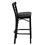 Flash Furniture HERCULES Traditional Metal Two-Slat Ladder Back Restaurant Barstool, Black, 2-Pieces/Pack (2XU6R9BLADBBKV)~#|#~sp152795961_sc7