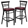 Flash Furniture HERCULES Traditional Metal Two-Slat Ladder Back Barstool, Black/Burgundy, 2-Pieces/Pack (2XU6R9BLADBBGV)~#|#~sp152795966_sc7