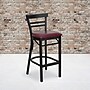 Flash Furniture HERCULES Traditional Metal Two-Slat Ladder Back Barstool, Black/Burgundy, 2-Pieces/Pack (2XU6R9BLADBBGV)~#|#~sp152795968_sc7