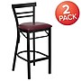 Flash Furniture HERCULES Traditional Metal Two-Slat Ladder Back Barstool, Black/Burgundy, 2-Pieces/Pack (2XU6R9BLADBBGV)~#|#~sp152795970_sc7