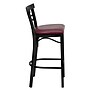 Flash Furniture HERCULES Traditional Metal Two-Slat Ladder Back Barstool, Black/Burgundy, 2-Pieces/Pack (2XU6R9BLADBBGV)~#|#~sp152795978_sc7
