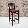 Flash Furniture HERCULES Traditional Wood Vertical Slat Back Barstool, Walnut/Burgundy, 2-Pieces/Pack (2XUW08BVRTWABGV)~#|#~sp152795979_sc7