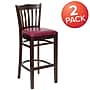 Flash Furniture HERCULES Traditional Wood Vertical Slat Back Barstool, Walnut/Burgundy, 2-Pieces/Pack (2XUW08BVRTWABGV)~#|#~sp152795981_sc7