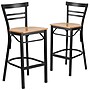 Flash Furniture HERCULES Traditional Metal Two-Slat Ladder Back Barstool, Black/Natural Wood, 2-Pieces/Pack (2XU6R9BLADBARNW)~#|#~sp152795982_sc7
