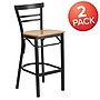 Flash Furniture HERCULES Traditional Metal Two-Slat Ladder Back Barstool, Black/Natural Wood, 2-Pieces/Pack (2XU6R9BLADBARNW)~#|#~sp152795986_sc7