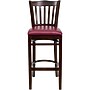Flash Furniture HERCULES Traditional Wood Vertical Slat Back Barstool, Walnut/Burgundy, 2-Pieces/Pack (2XUW08BVRTWABGV)~#|#~sp152795993_sc7