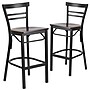 Flash Furniture HERCULES Traditional Metal Two-Slat Ladder Back Barstool, Black/Walnut, 2-Pieces/Pack (2XU6R9BLADBARWW)~#|#~sp152796000_sc7