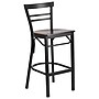 Flash Furniture HERCULES Traditional Metal Two-Slat Ladder Back Barstool, Black/Walnut, 2-Pieces/Pack (2XU6R9BLADBARWW)~#|#~sp152796009_sc7