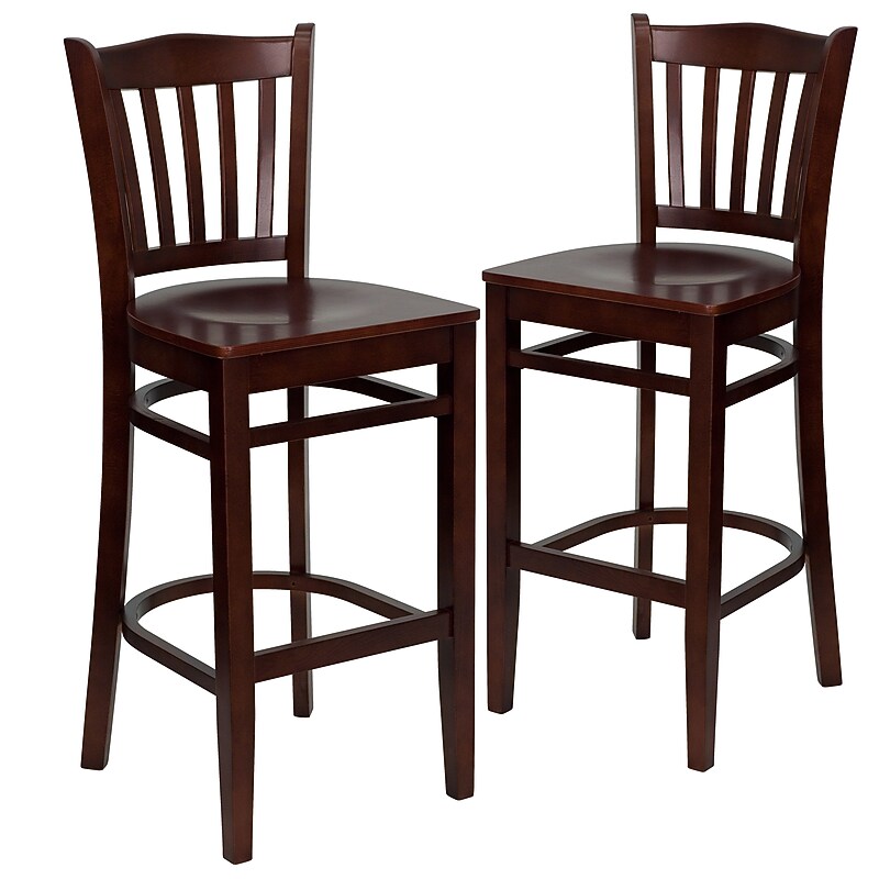 Flash Furniture HERCULES Series Traditional Wood Vertical Slat Back Restaurant Barstool, Mahogany, 2-Pieces/Pack (2XUW08BVRTMAH) image 1