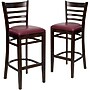 Flash Furniture HERCULES Traditional Wood Ladder Back Restaurant Barstool, Walnut/Burgundy, 2-Pieces/Pack (2XUW05BLADWABRV)~#|#~sp152796651_sc7