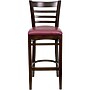 Flash Furniture HERCULES Traditional Wood Ladder Back Restaurant Barstool, Walnut/Burgundy, 2-Pieces/Pack (2XUW05BLADWABRV)~#|#~sp152796669_sc7