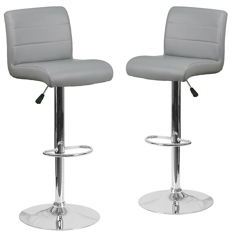 Flash Furniture Contemporary Vinyl Barstool, Gray, 2-Pieces (2DS8110BGY) image 1