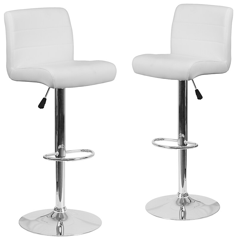 Flash Furniture Contemporary Vinyl Barstool, White, 2-Pieces (2DS8110BWH) image 1