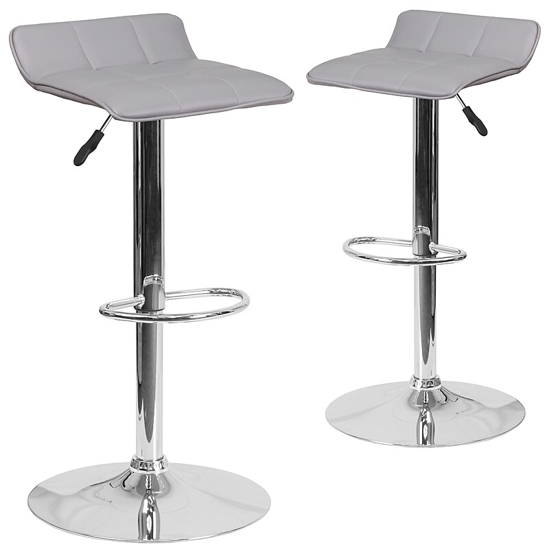 Flash Furniture Contemporary Vinyl Barstool, Gray, 2-Pieces (2DS801BGY) image 1
