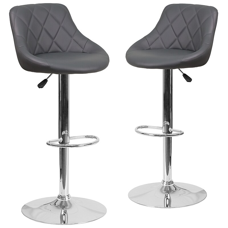 Flash Furniture Contemporary Vinyl Barstool, Gray, 2-Pieces (2CH82028AGY) image 1