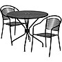 Flash Furniture Oia Indoor-Outdoor 35.25" Round Steel Patio Table Set with 2 Round Back Chairs, Black (CO35BK03CHR2BK)~#|#~sp152798257_sc7