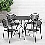 Flash Furniture Oia Indoor-Outdoor 30" Round Steel Folding Patio Table Set with 4 Round Back Chairs, Black (CO30BKF03CHR4BK)~#|#~sp152798443_sc7