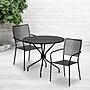 Flash Furniture Oia Indoor-Outdoor 35.25" Round Steel Patio Table Set with 2 Square Back Chairs, Black (CO35BK02CHR2BK)~#|#~sp152798455_sc7