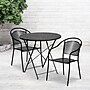 Flash Furniture Oia Indoor-Outdoor 30" Round Steel Folding Patio Table Set with 2 Round Back Chairs, Black (CO30BKF03CHR2BK)~#|#~sp152798466_sc7